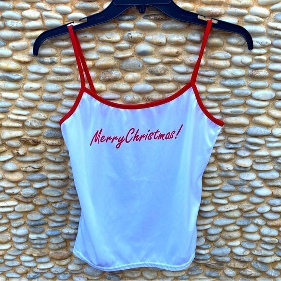 Merry Christmas White with Red Lettering Tank Top/Cami. Size XL. EUC! - Picture 1 of 4